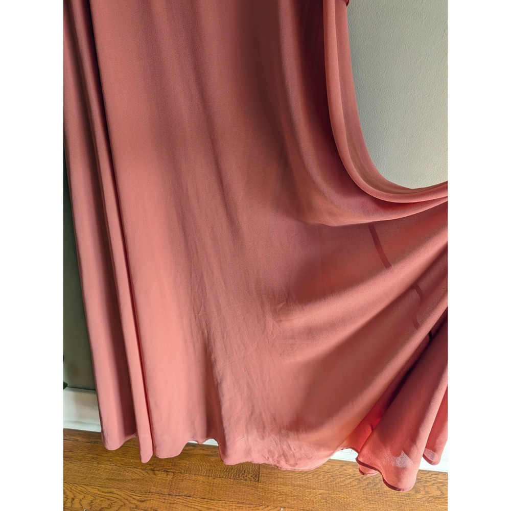 Lulus Abbington Gown Off Shoulder Flutter Sleeve Dusty Rose Chiffon Bridesmaid - Picture 10 of 16